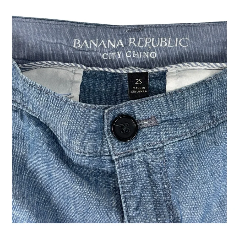 Banana Republic City Chino Shorts Size 2S Blue Chambray Style Flat Front - Picture 2 of 6